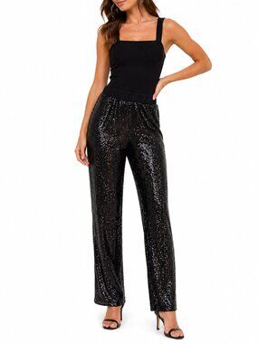 Joan Boyce Black Sequin Pants Size Medium Party Glam